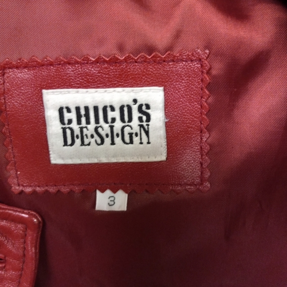 CHIC'S  Design Jacket Red Leather  Blazer Button Down  Size 12/44 chest - Picture 4 of 12